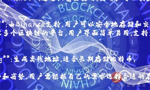 比特币钱包有多种类型和名称，主要可以分为以下几类：

### 1. 软件钱包
- **Electrum**：轻量级的钱包，支持多种平台以快速进行交易。
- **Exodus**：用户界面友好的桌面和移动钱包，支持多种加密货币。
- **Atomic Wallet**：去中心化的桌面和移动钱包，支持广泛的加密货币。
- **Mycelium**：专注于移动设备的比特币钱包，提供额外的隐私保护功能。

### 2. 硬件钱包
- **Ledger Nano S/X**：高安全性的硬件钱包，支持多种加密货币，提供冷存储功能。
- **Trezor**：另一个知名的硬件钱包，具有安全性和用户友好的接口。

### 3. 在线钱包
- **Coinbase Wallet**：由知名交易所提供，结合方便的交易和存储功能。
- **Blockchain.com Wallet**：通过浏览器使用，使用户可以便捷的存储比特币。

### 4. 移动钱包
- **Trust Wallet**：由Binance支持，用户可以安全地存储和交易加密资产。
- **Coinomi**：兼容多个区块链的平台，用户界面简单易用，支持众多资产。

### 5. 纸钱包
- **Bitaddress.org**：生成离线地址，适合长期存储比特币。

每种钱包都有其优势和劣势，用户需根据自己的需求选择合适的存储方式。